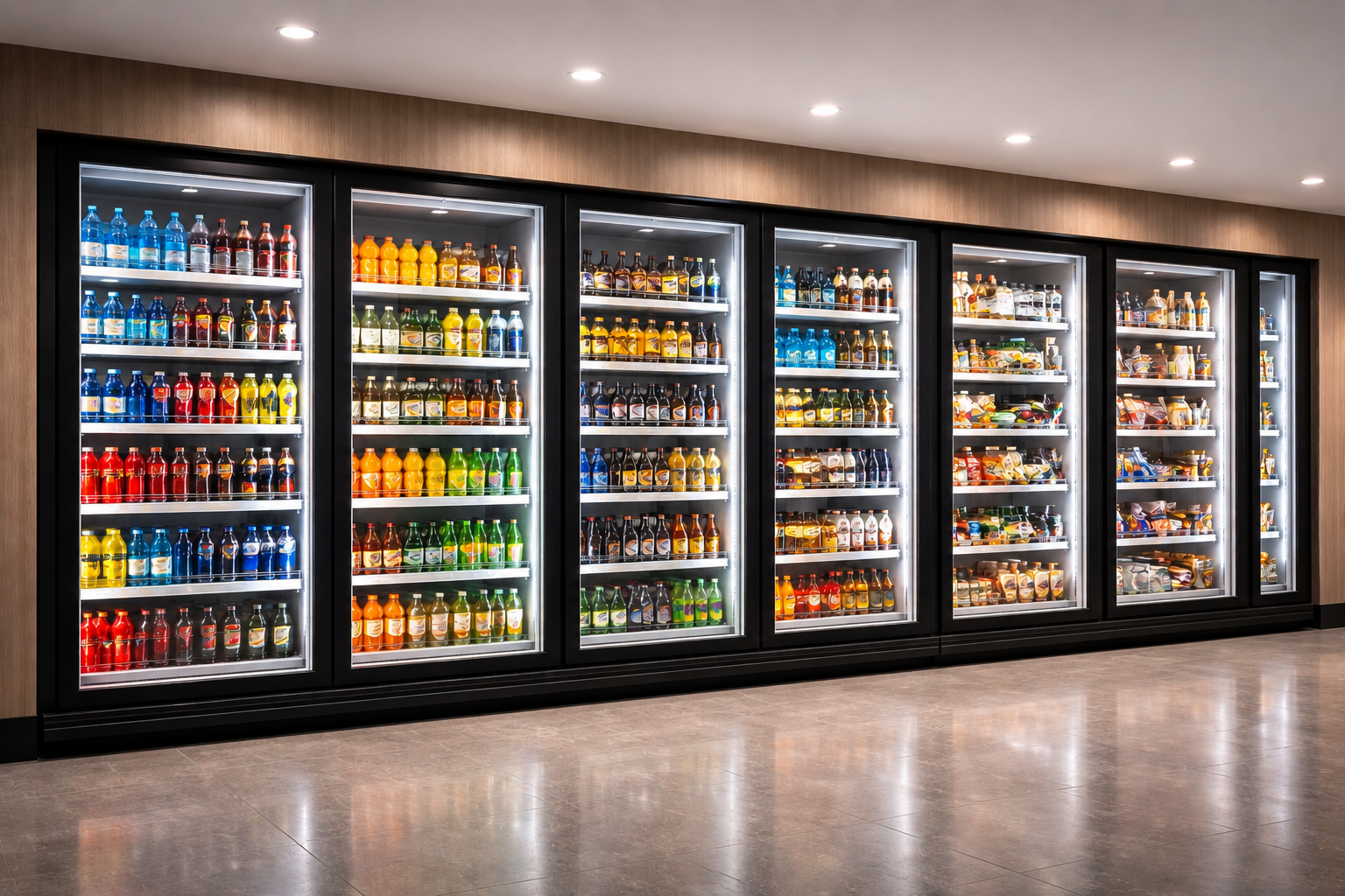 Commercial glass door refrigeration systems